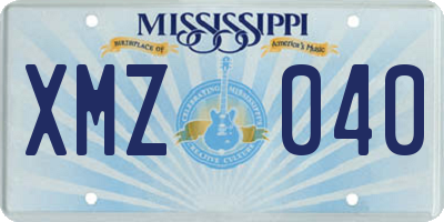 MS license plate XMZ040