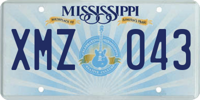 MS license plate XMZ043