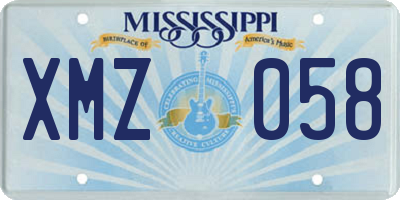 MS license plate XMZ058