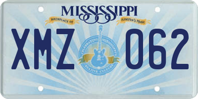 MS license plate XMZ062