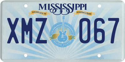 MS license plate XMZ067