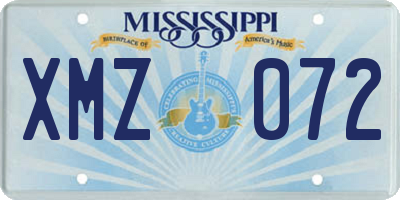 MS license plate XMZ072