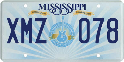 MS license plate XMZ078