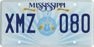 MS license plate XMZ080