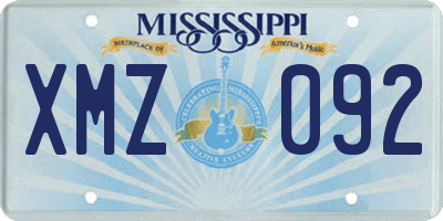 MS license plate XMZ092