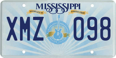 MS license plate XMZ098