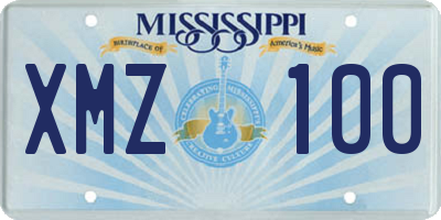 MS license plate XMZ100