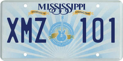 MS license plate XMZ101