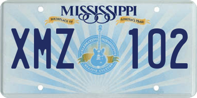 MS license plate XMZ102