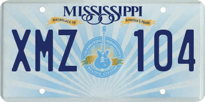 MS license plate XMZ104