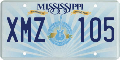 MS license plate XMZ105