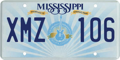 MS license plate XMZ106