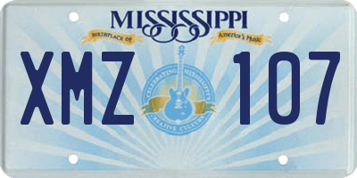 MS license plate XMZ107