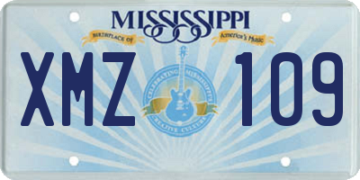MS license plate XMZ109