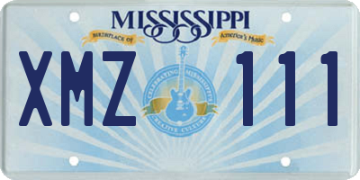 MS license plate XMZ111