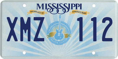 MS license plate XMZ112
