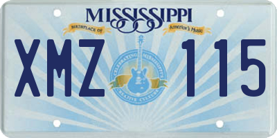 MS license plate XMZ115