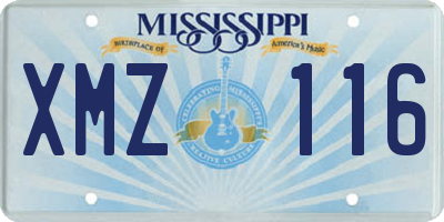 MS license plate XMZ116