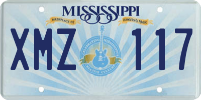 MS license plate XMZ117