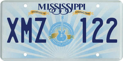 MS license plate XMZ122