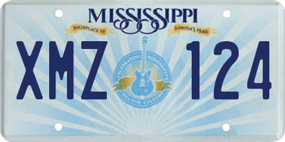 MS license plate XMZ124