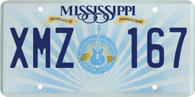 MS license plate XMZ167