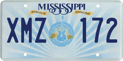 MS license plate XMZ172