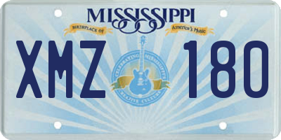 MS license plate XMZ180
