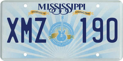 MS license plate XMZ190