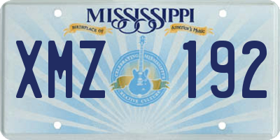 MS license plate XMZ192
