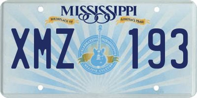 MS license plate XMZ193