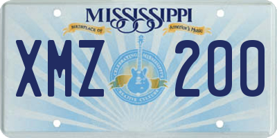 MS license plate XMZ200
