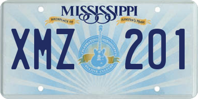 MS license plate XMZ201