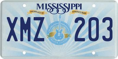 MS license plate XMZ203