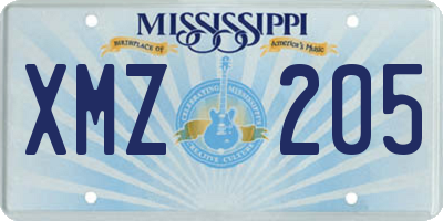 MS license plate XMZ205