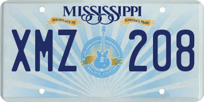 MS license plate XMZ208