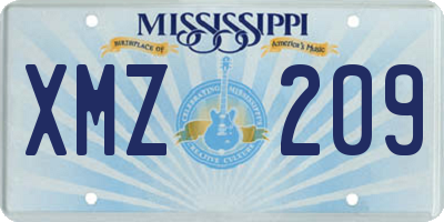 MS license plate XMZ209