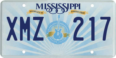MS license plate XMZ217