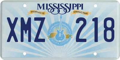 MS license plate XMZ218