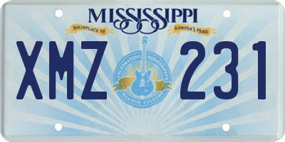 MS license plate XMZ231