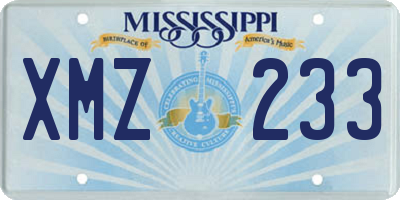 MS license plate XMZ233