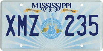 MS license plate XMZ235