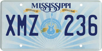 MS license plate XMZ236