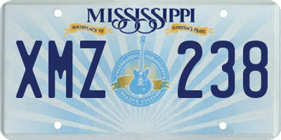 MS license plate XMZ238