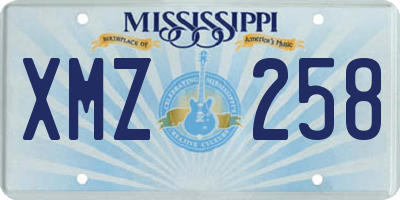 MS license plate XMZ258