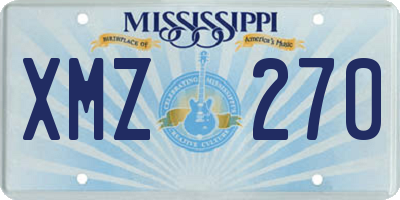 MS license plate XMZ270