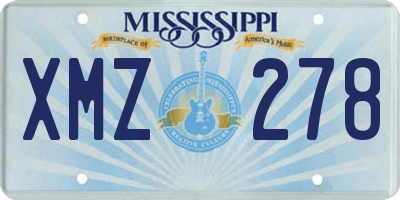 MS license plate XMZ278