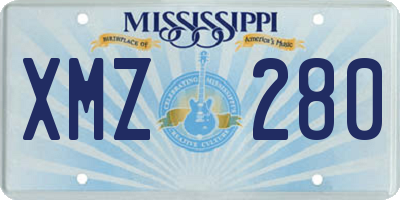 MS license plate XMZ280