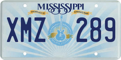 MS license plate XMZ289