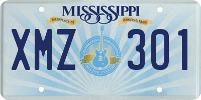MS license plate XMZ301